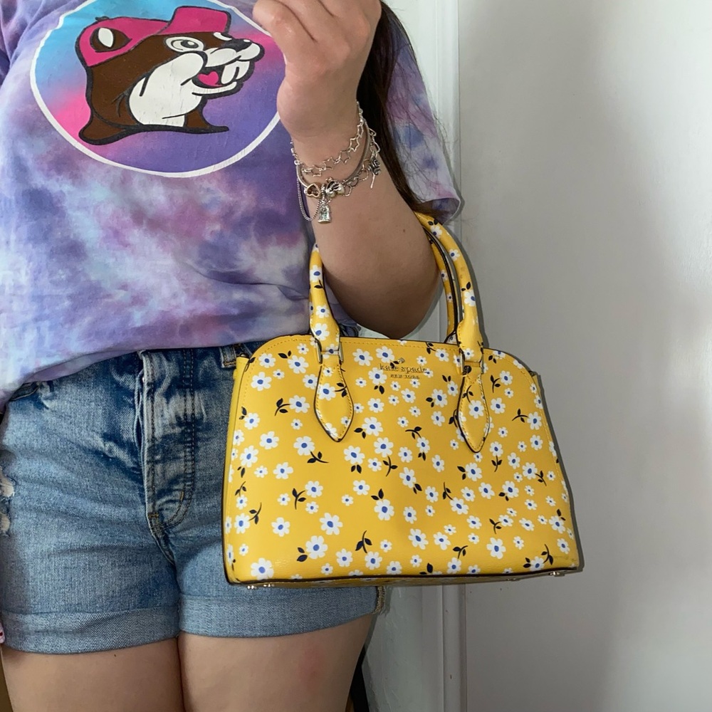 Kate Spade Yellow Daisy Floral Satchel Crossbody Bag - Picture 11 of 12